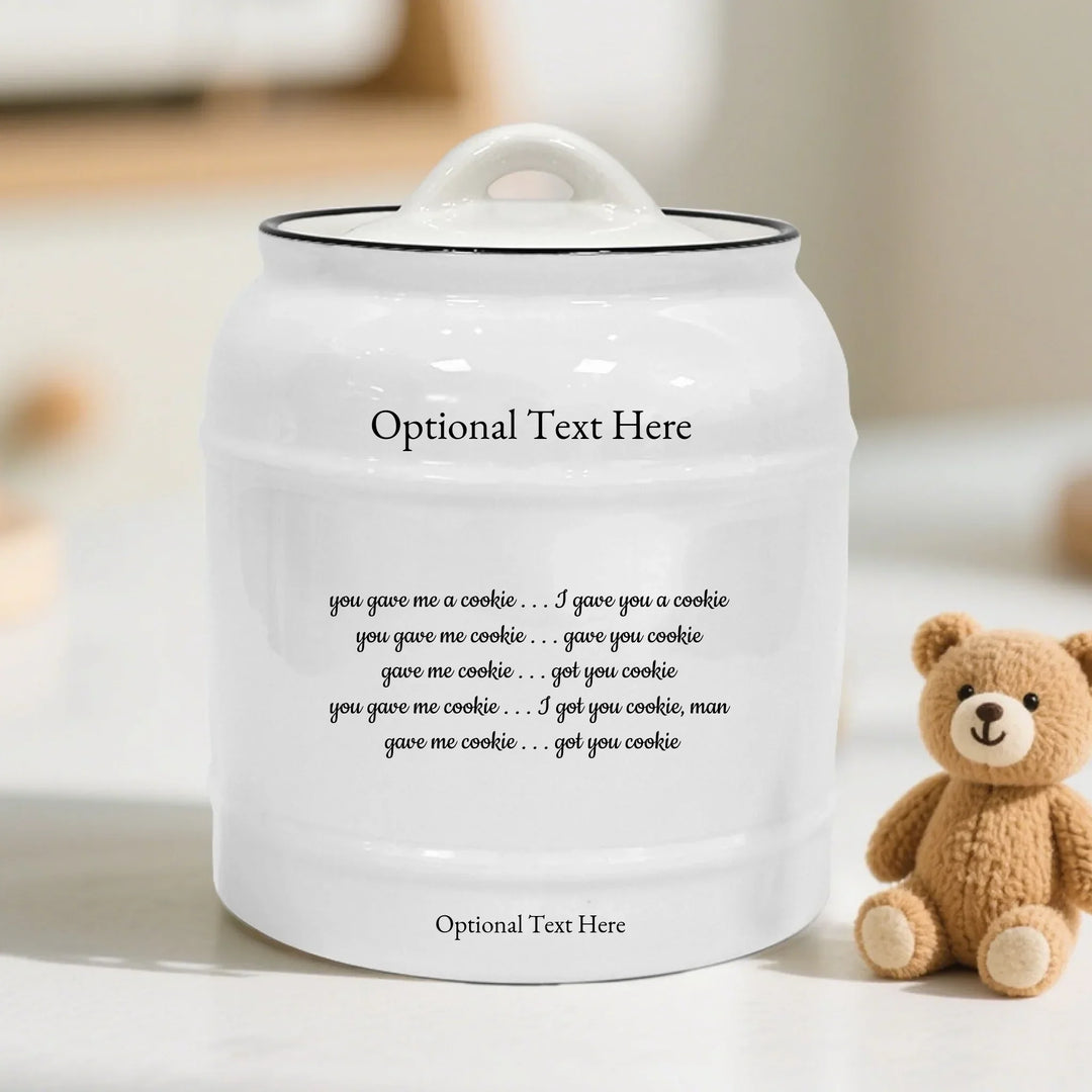 Custom Paragraph Text Ceramic Cookie Jar