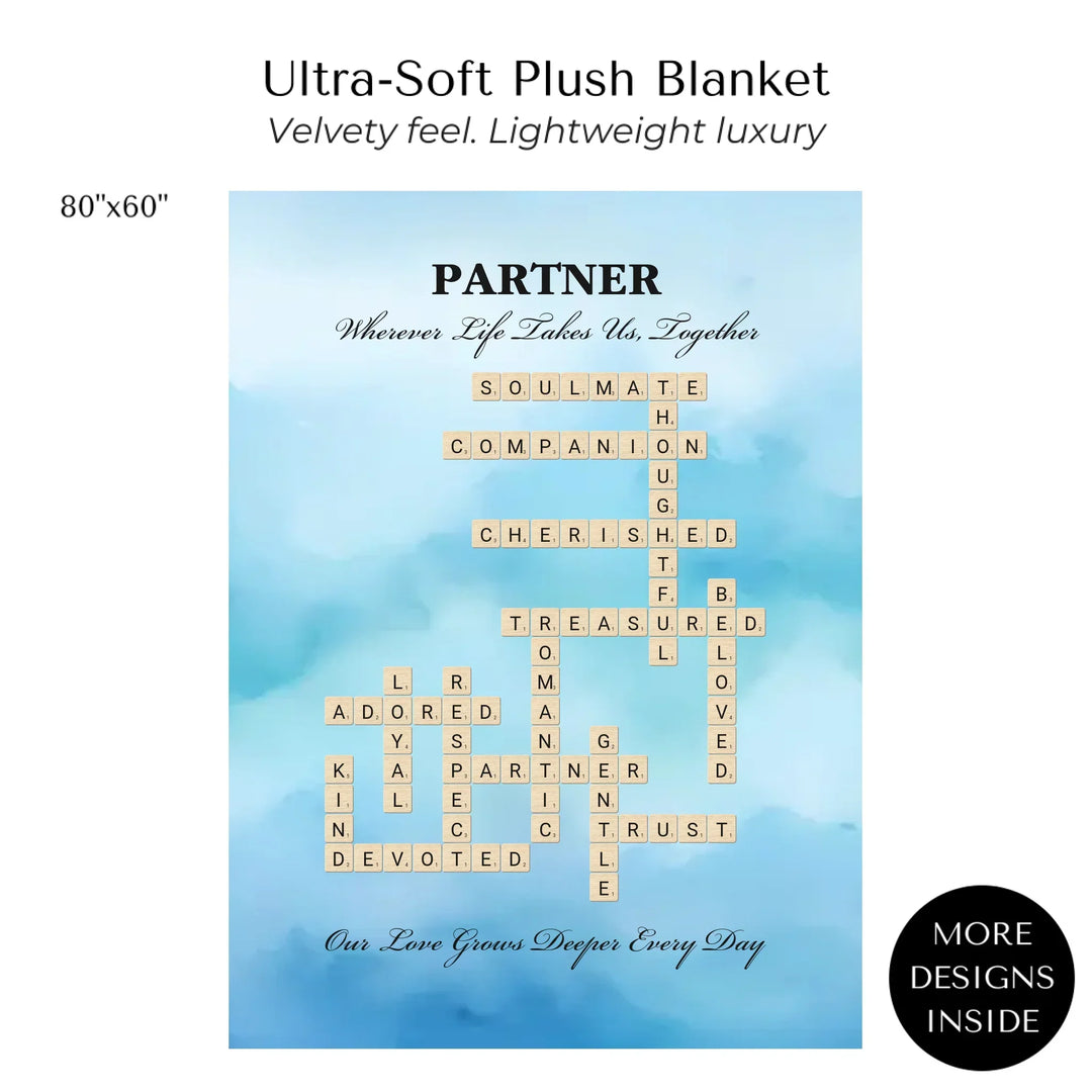 Custom Partner Word Tile - Ultra-Soft Plush Blanket 80"X60"-ARTFULANE