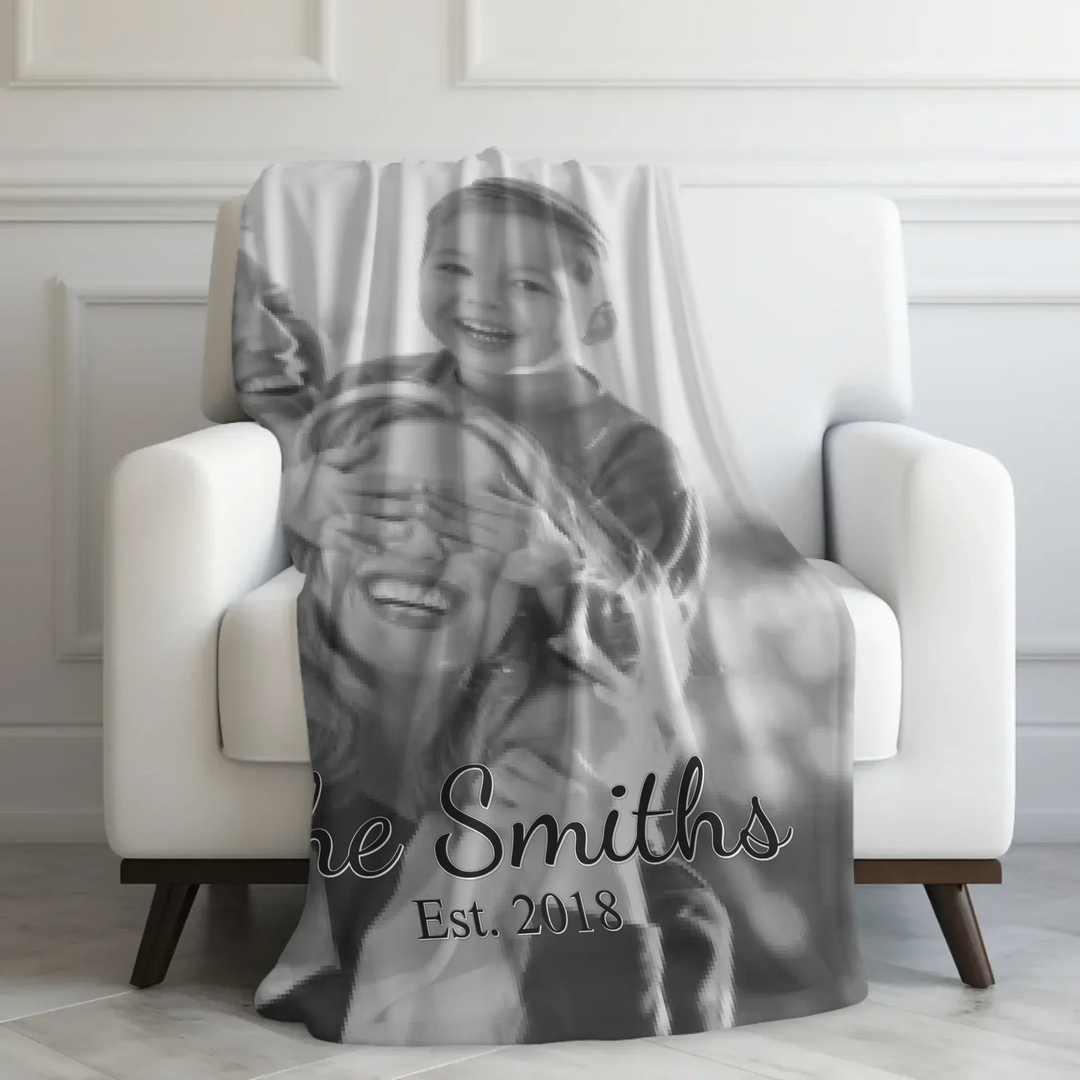 Custom-Watercolor-Birth-Month-Flower-Garden-velveteen-Blanket-on-chair-artfulane