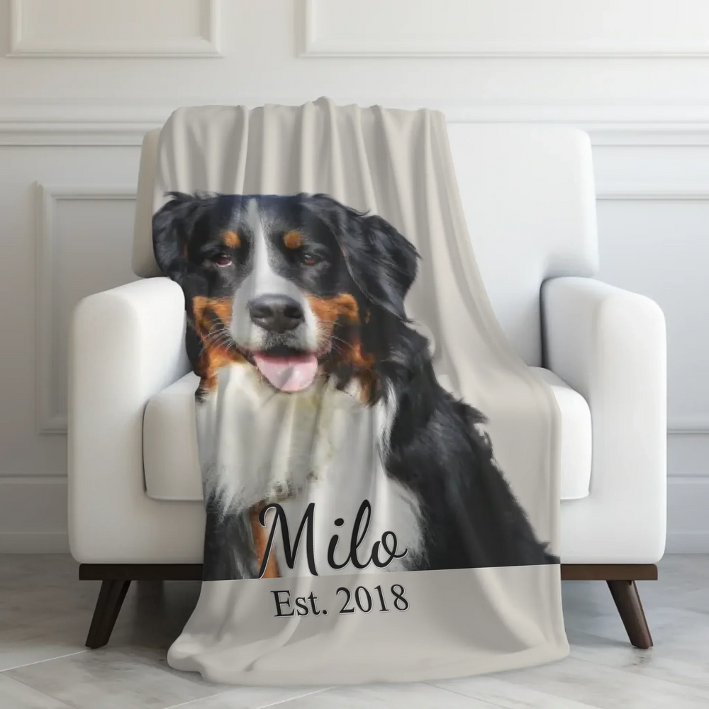 Custom-Watercolor-Birth-Month-Flower-Garden-velveteen-Blanket-on-chair-artfulane