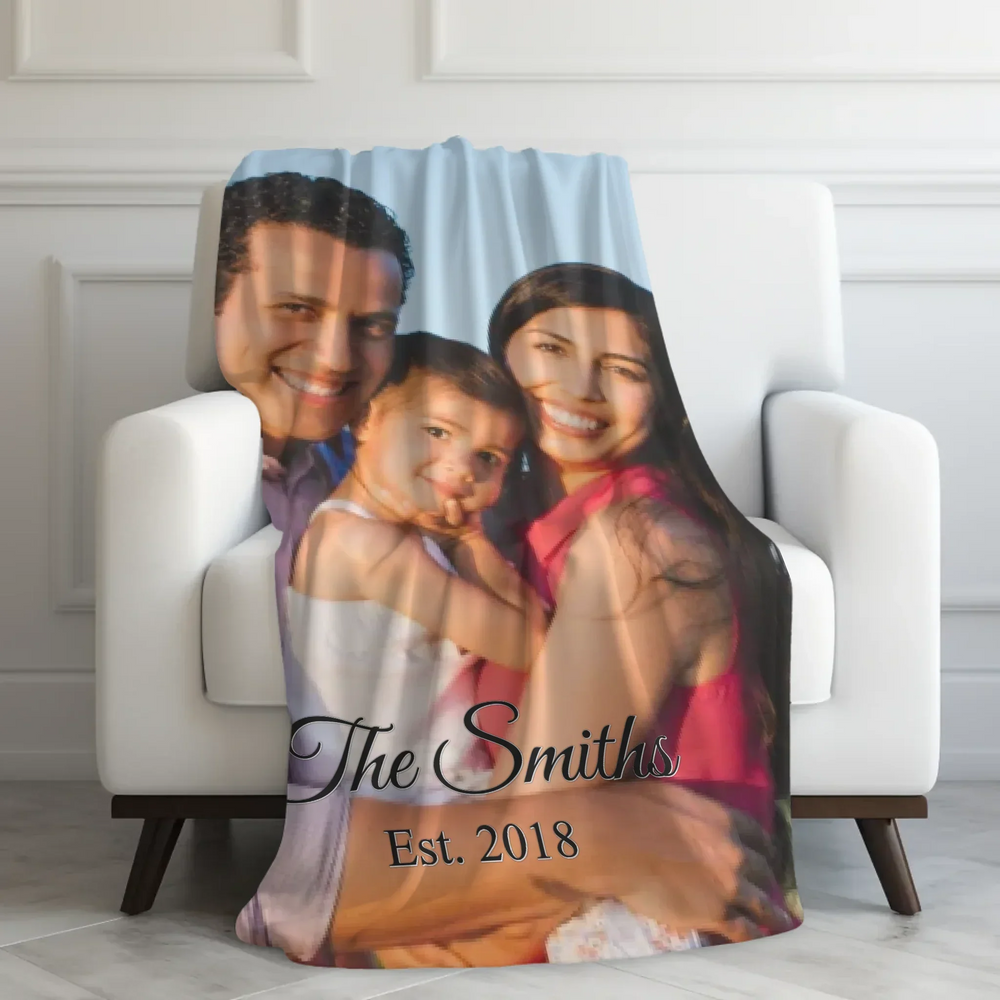 Custom-Watercolor-Birth-Month-Flower-Garden-velveteen-Blanket-on-chair-artfulane