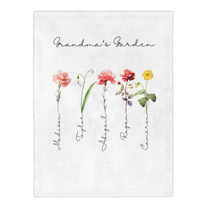 Custom-Watercolor-Birth-Month-Flower-Garden-velveteen-Blanket-artfulane
