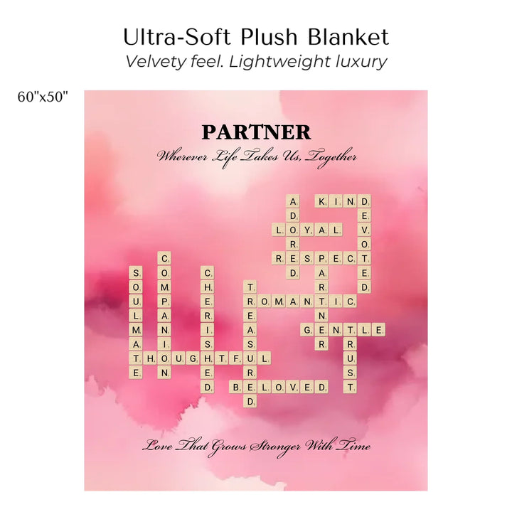 Custom Partner Word Tile - Ultra-Soft Plush Blanket 60"X50"-ARTFULANE