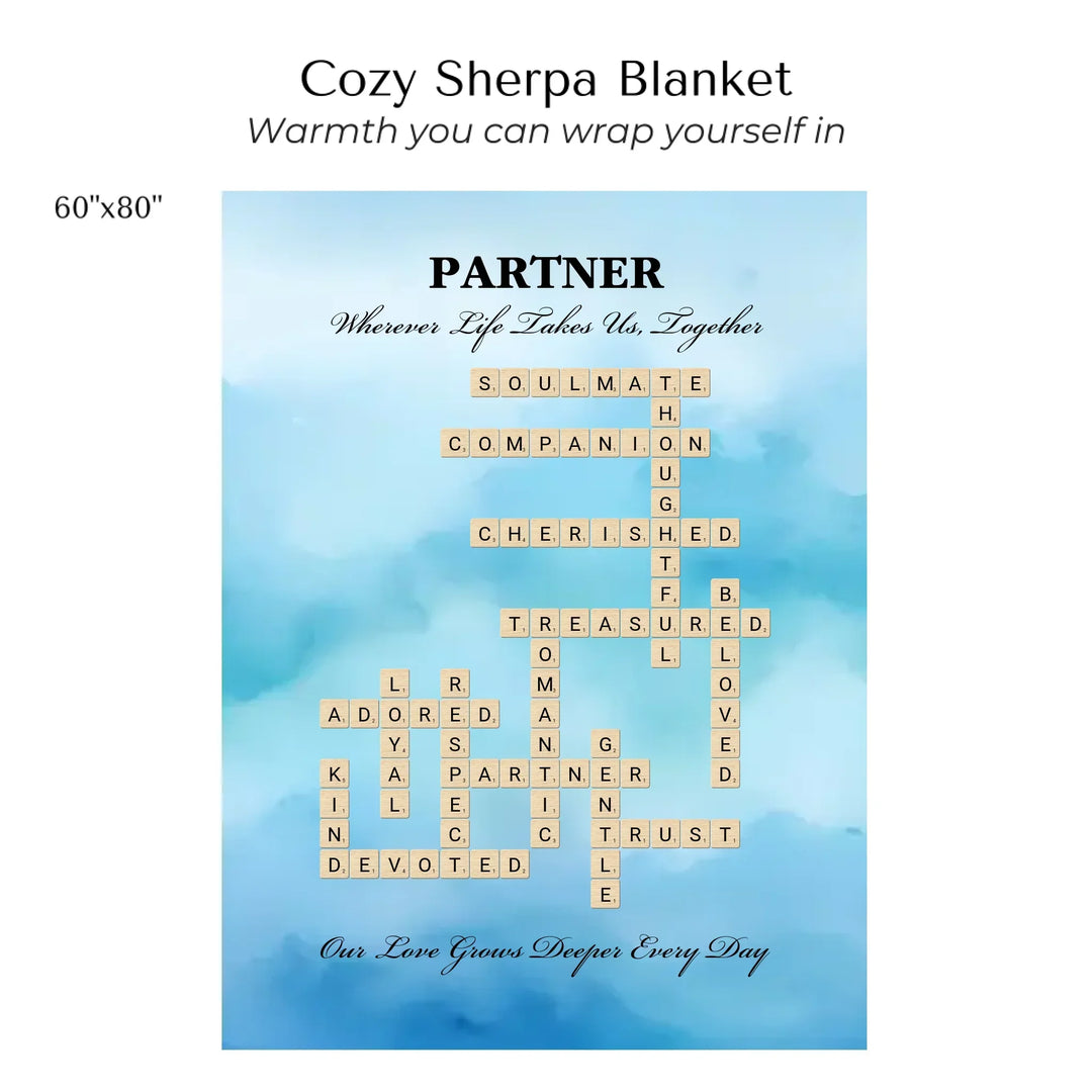 Custom Partner Word Tile - Cozy Sherpa Blanket 60"x80"-ARTFULANE