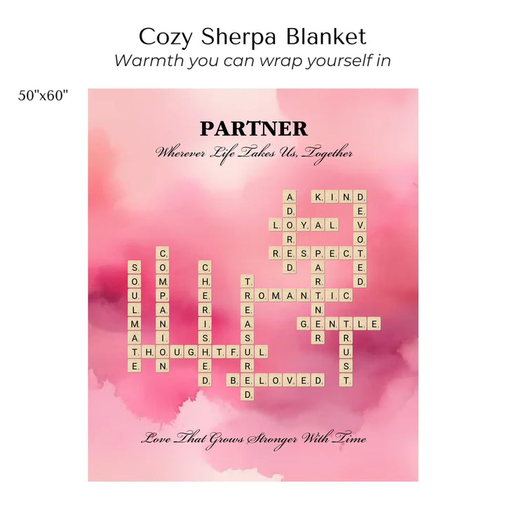 Custom Partner Word Tile - Cozy Sherpa Blanket 50"x60"-ARTFULANE