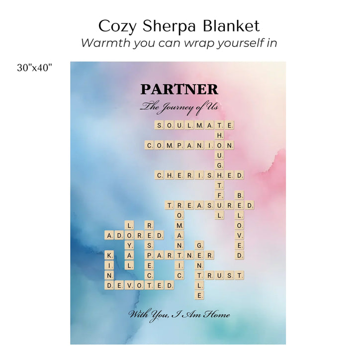 Custom Partner Word Tile - Cozy Sherpa Blanket 30"x40"-ARTFULANE