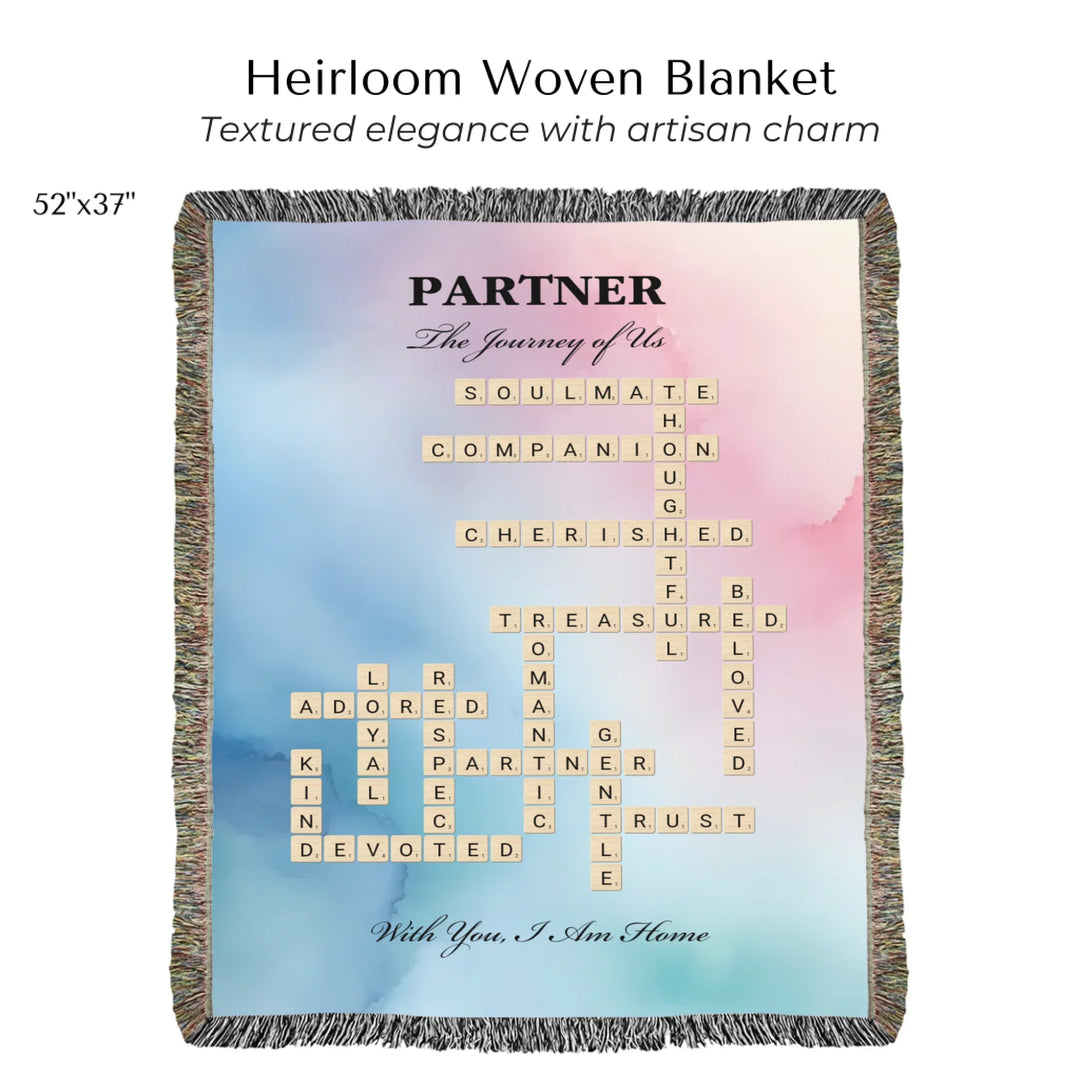Custom Partner Word Tile - Heirloom Woven Blanket 52"x37"-ARTFULANE