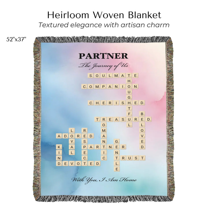 Custom Partner Word Tile - Heirloom Woven Blanket 52"x37"-ARTFULANE