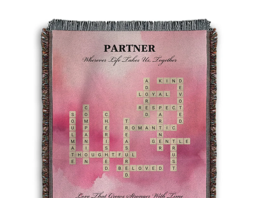 Custom Partner Word Tile - Heirloom Woven Blanket Closeup Texture-ARTFULANE