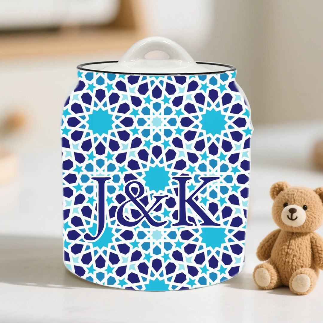 Custom Moroccan Geometric Art Ceramic Cookie Jar