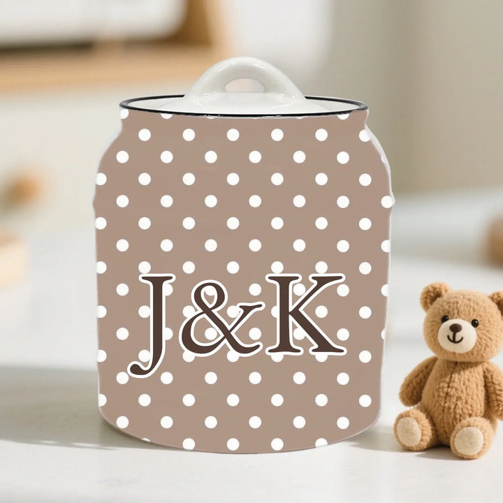 Custom Boho Polka Dots Ceramic Cookie Jar
