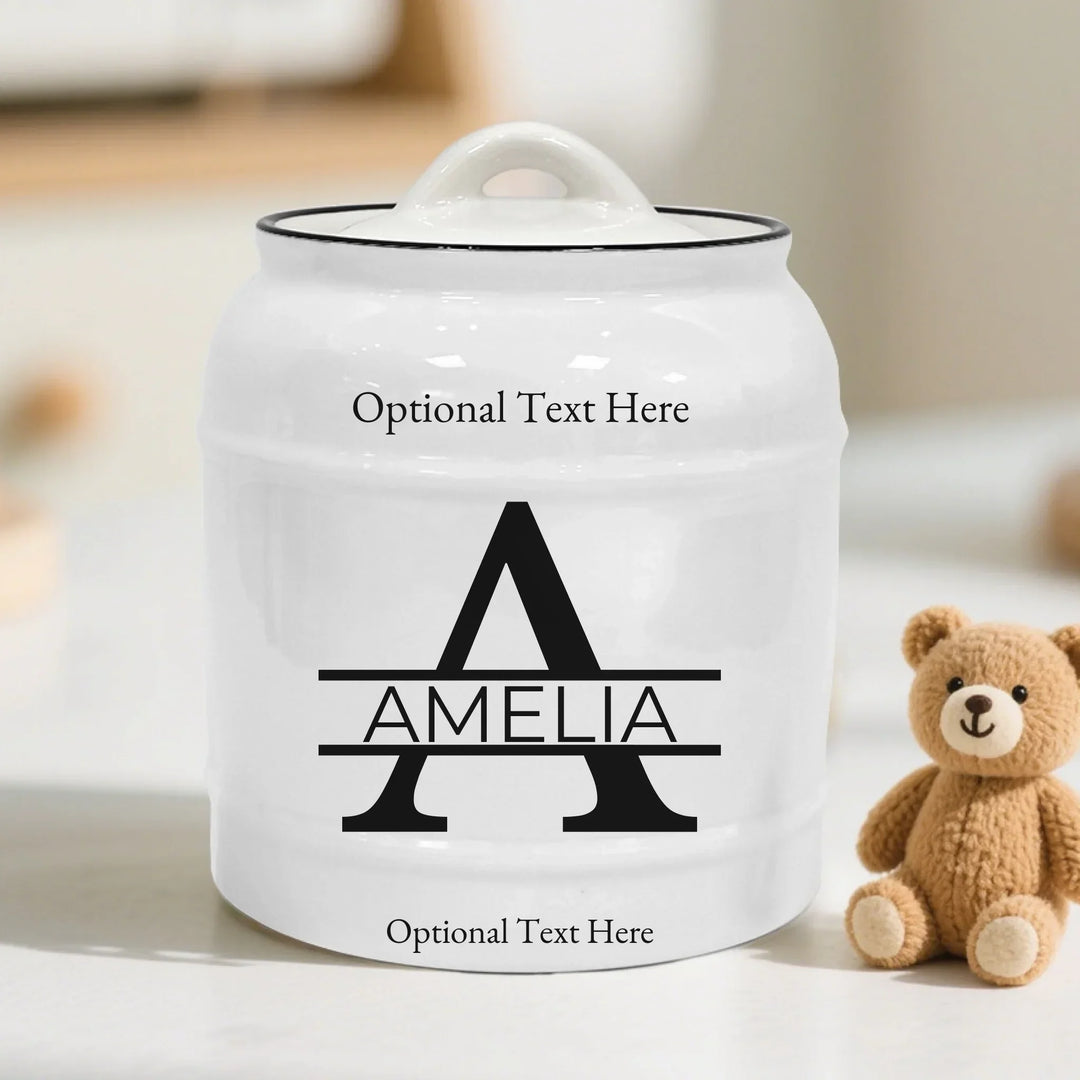 Custom Minimalist Monogram Cookie Jar
