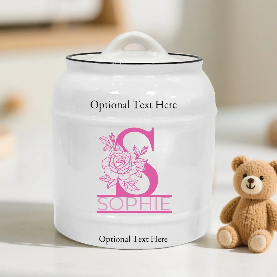 Custom Rose Monogram Cookie Jar