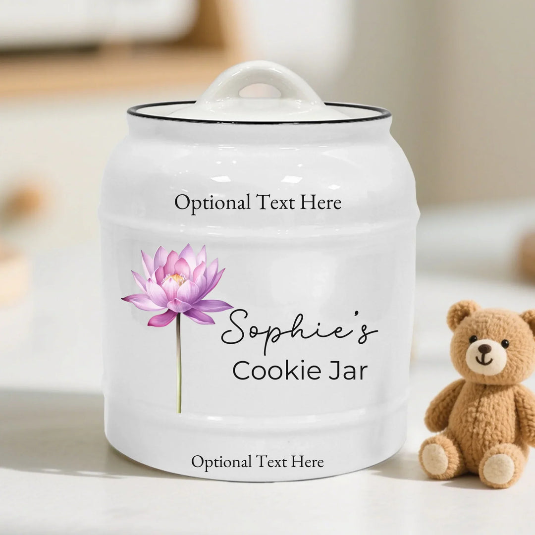 Custom Birth Flower Ceramic Cookie Jar