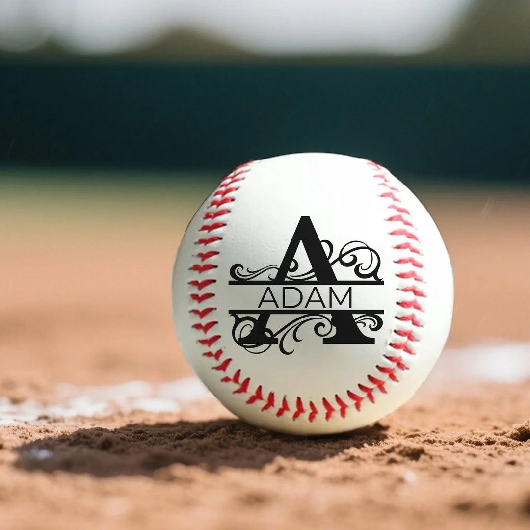 Engraved Elegant Monogram Baseball
