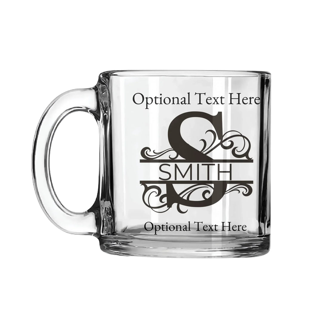 Custom Elegant Monogram Clear Glass Mug