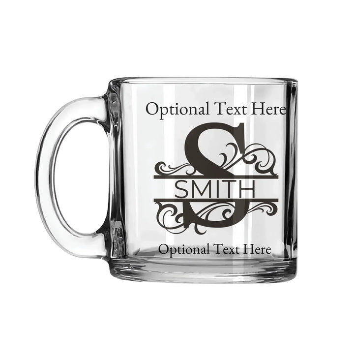 Custom Elegant Monogram Clear Glass Mug