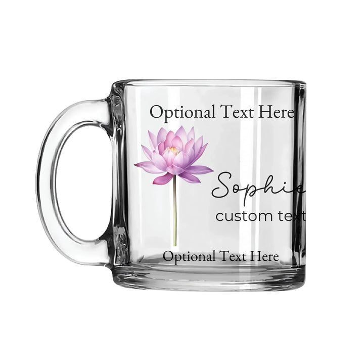 Custom Birth Month Flower Clear Glass Mug