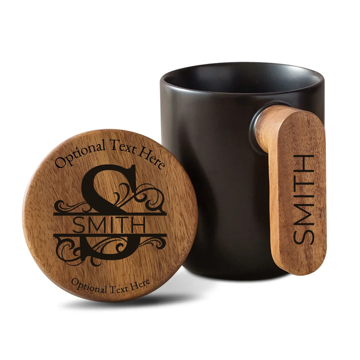 Custom Elegant Monogram Engraved Ceramic Mug