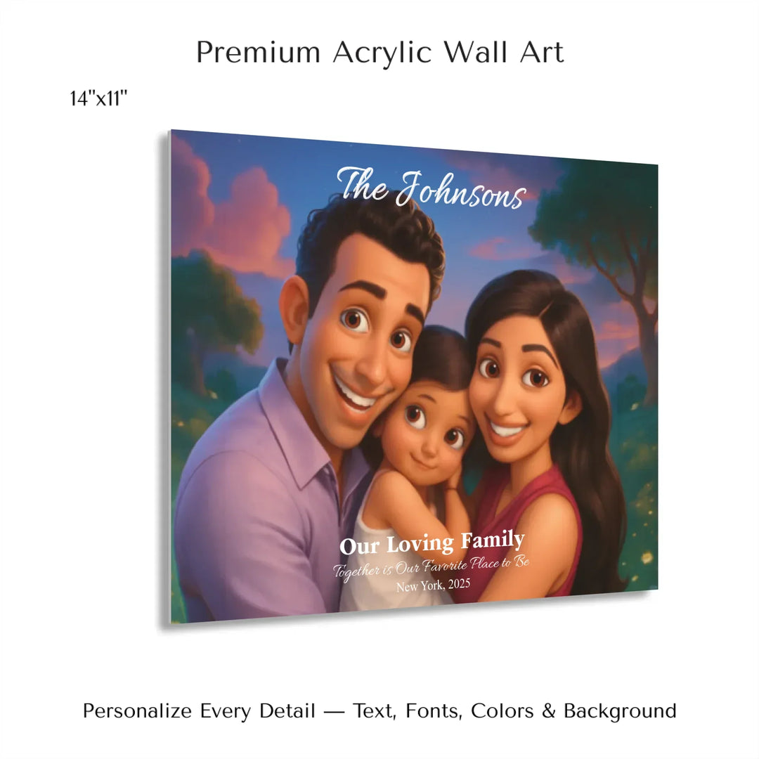 Personalized star map wall art with customizable background, title, names, date, location, and coordinates - 14x11 acrylic print with french cleat-ARTFULANE