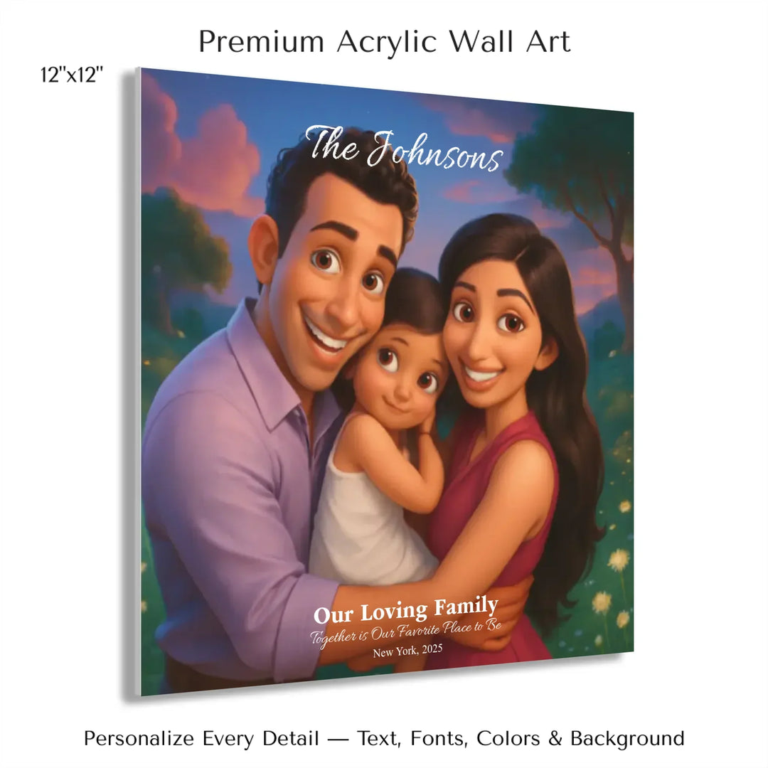 Personalized star map wall art with customizable background, title, names, date, location, and coordinates - 12x12 acrylic print with french cleat-ARTFULANE