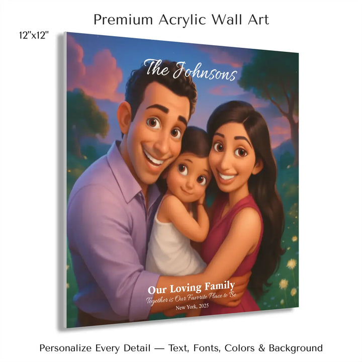 Personalized star map wall art with customizable background, title, names, date, location, and coordinates - 12x12 acrylic print with french cleat-ARTFULANE