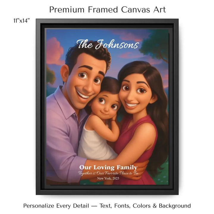 Personalized star map wall art with customizable background, title, names, date, location, and coordinates - 11x14 framed canvas-ARTFULANE