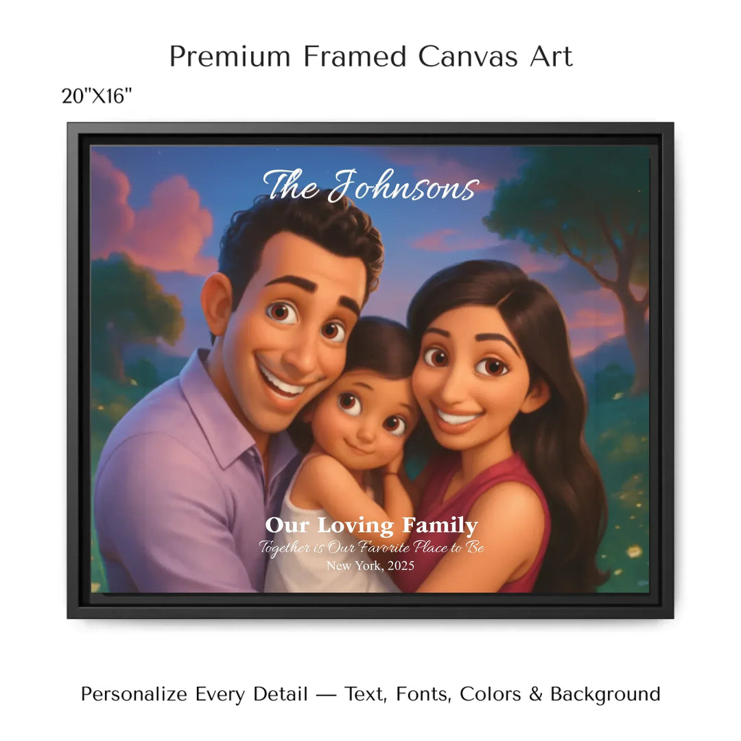 Personalized star map wall art with customizable background, title, names, date, location, and coordinates - 20x16 framed canvas-ARTFULANE