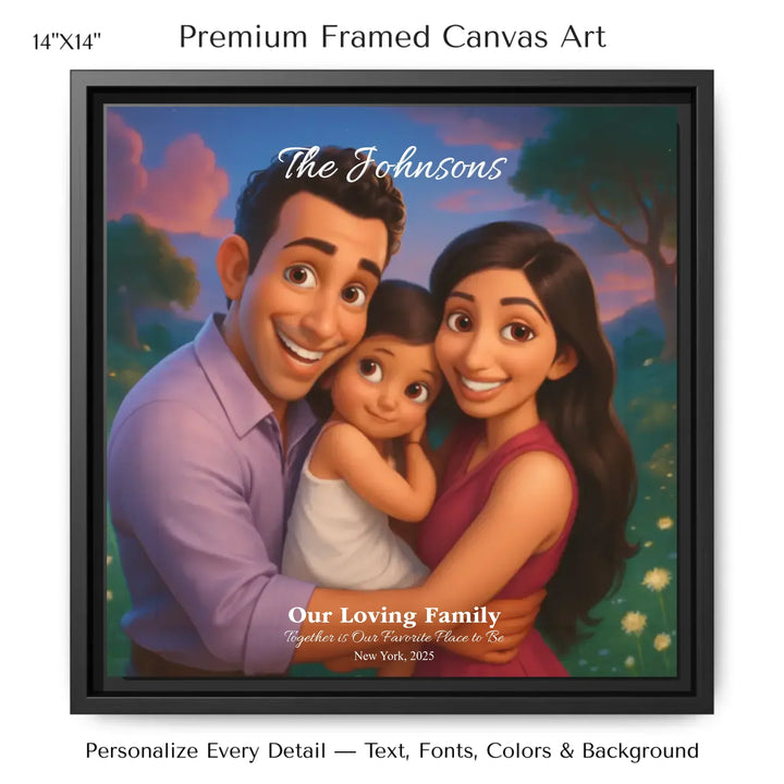 Personalized star map wall art with customizable background, title, names, date, location, and coordinates - 14x14 framed canvas-ARTFULANE