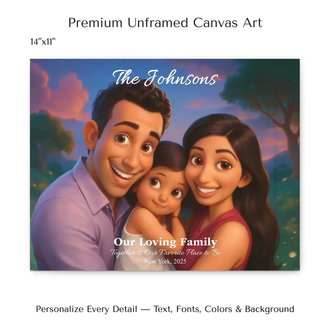 Personalized star map wall art with customizable background, title, names, date, location, and coordinates - 14x11 stretched canvas-ARTFULANE