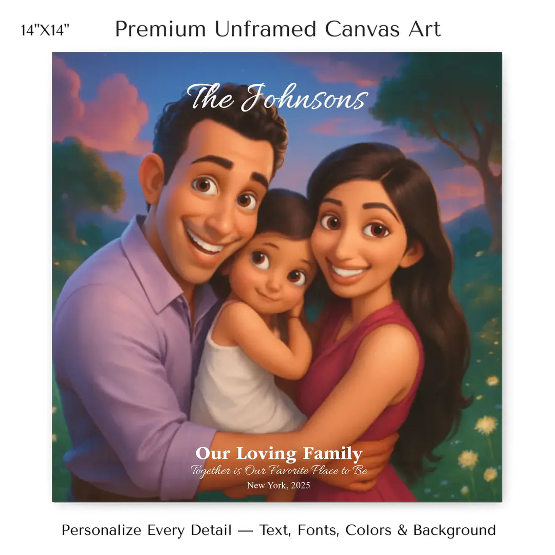 Personalized star map wall art with customizable background, title, names, date, location, and coordinates - 14x14 stretched canvas-ARTFULANE