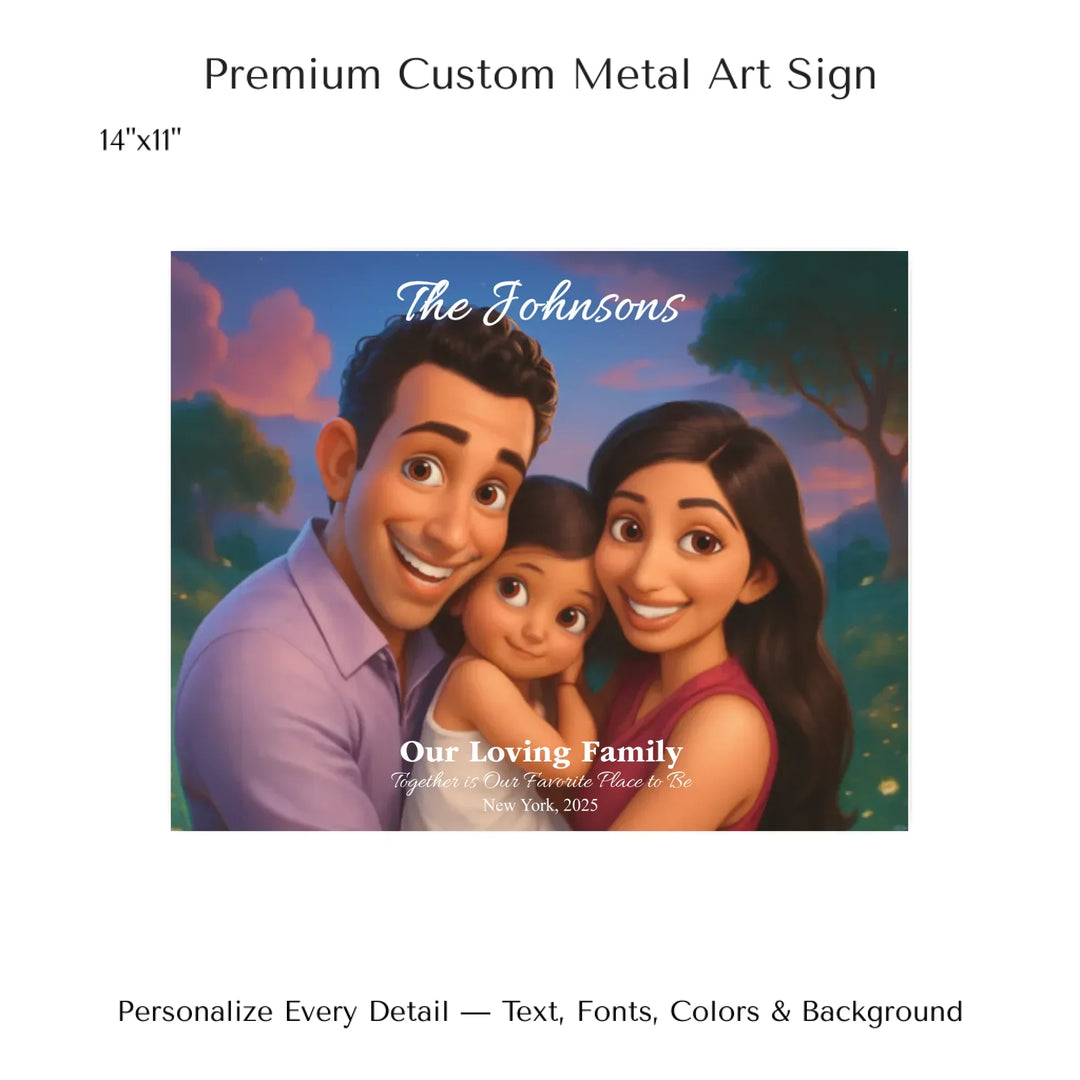 Personalized star map wall art with customizable background, title, names, date, location, and coordinates - 14x11 metal art sign-ARTFULANE