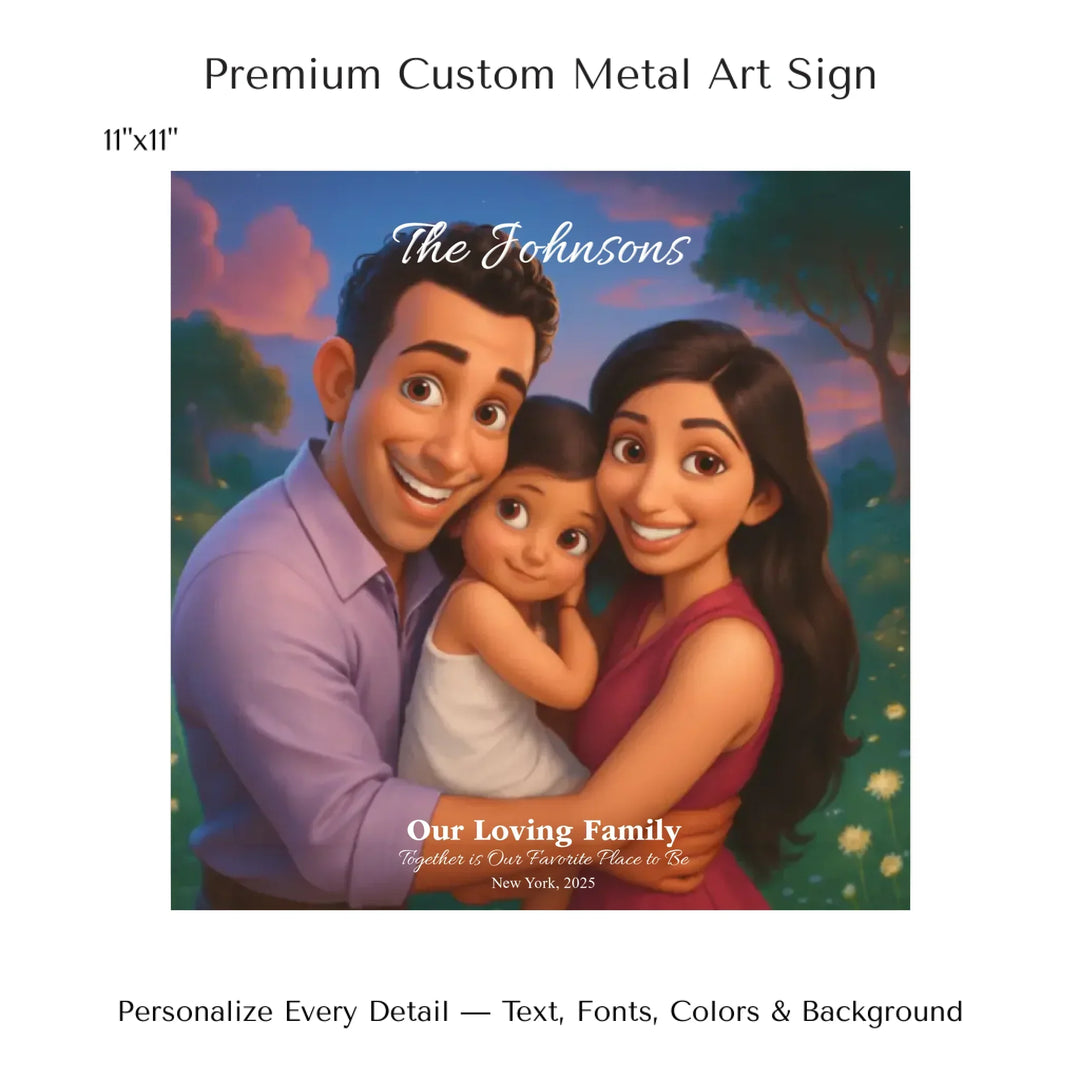 Personalized star map wall art with customizable background, title, names, date, location, and coordinates - 11x11 metal art sign-ARTFULANE