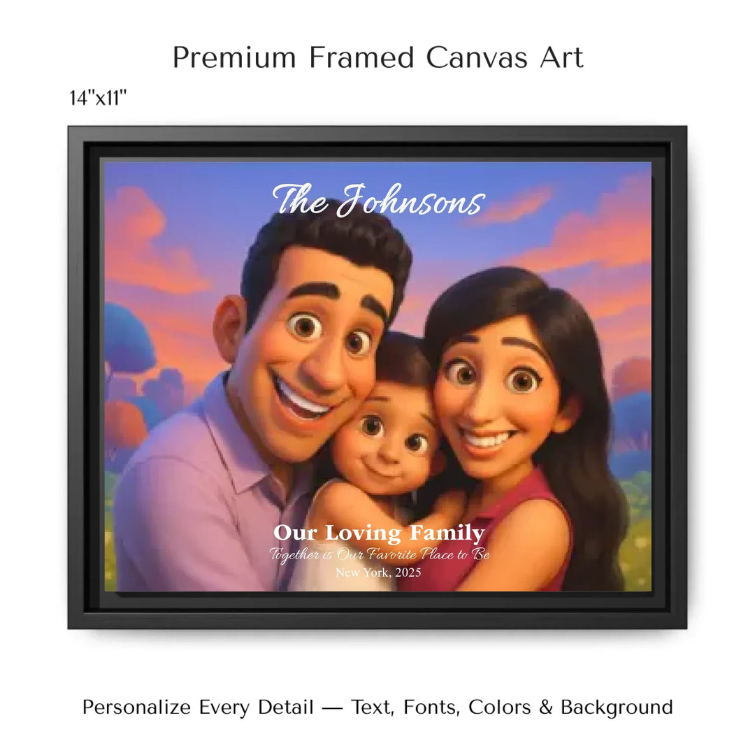 Personalized star map wall art with customizable background, title, names, date, location, and coordinates - 14x11 framed canvas-ARTFULANE