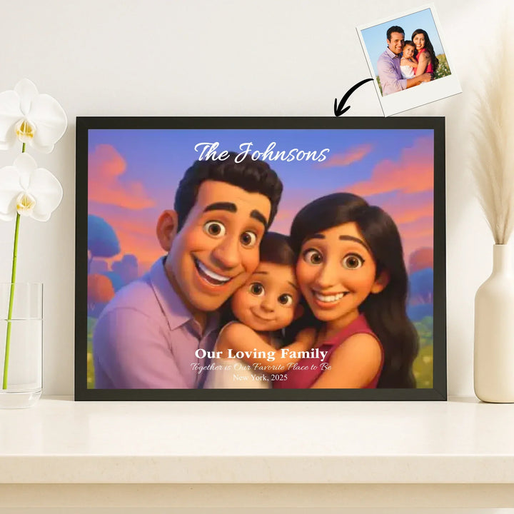 Personalized star map wall art with mountain landscape, custom night sky, constellation lines, and editable names, date, and coordinates -framed canvas on shelf-ARTFULANE