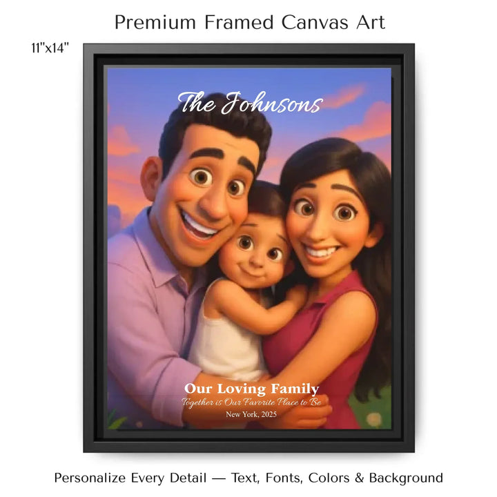 Personalized star map wall art with customizable background, title, names, date, location, and coordinates - 11x14 framed canvas-ARTFULANE