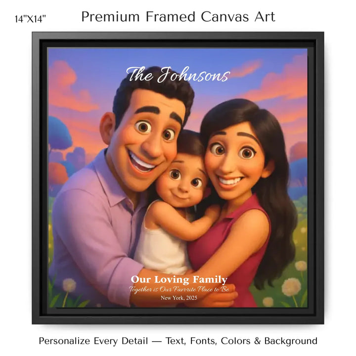 Personalized star map wall art with customizable background, title, names, date, location, and coordinates - 14x14 framed canvas-ARTFULANE