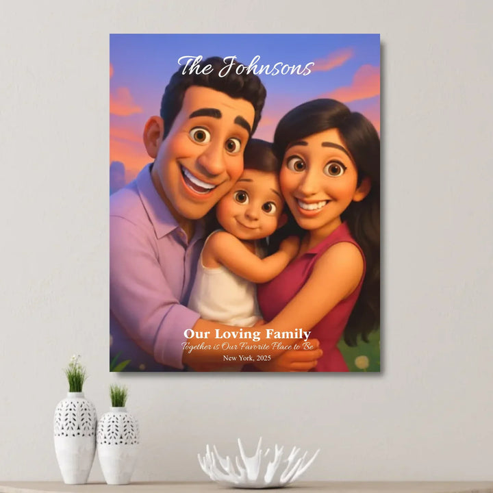 Personalized star map wall art with customizable background, title, names, date, location, and coordinates - unframed canvas on wall-ARTFULANE