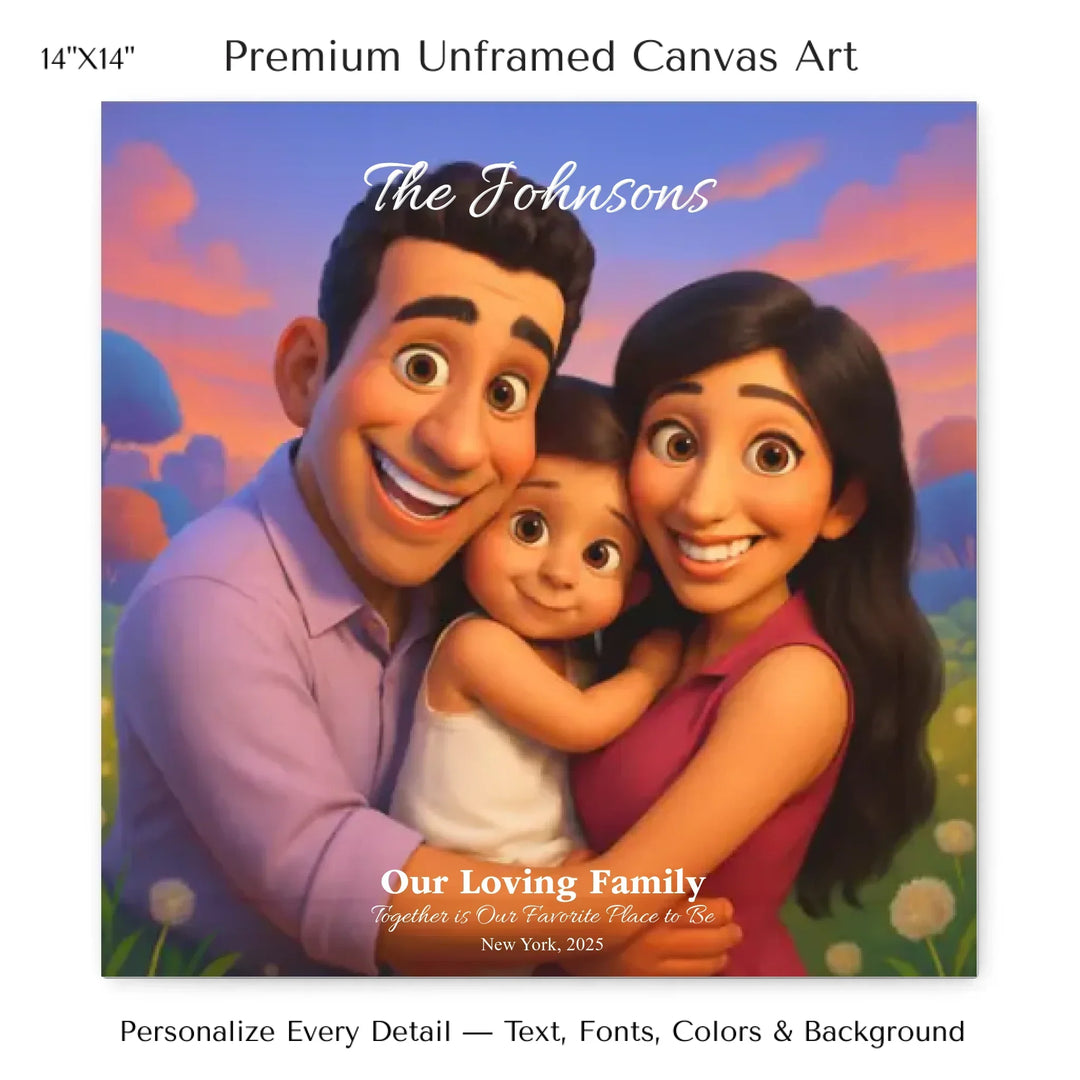 Personalized star map wall art with customizable background, title, names, date, location, and coordinates - 14x14 stretched canvas-ARTFULANE