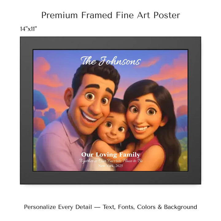 Personalized star map wall art with customizable background, title, names, date, location, and coordinates - 14x11 framed poster-ARTFULANE