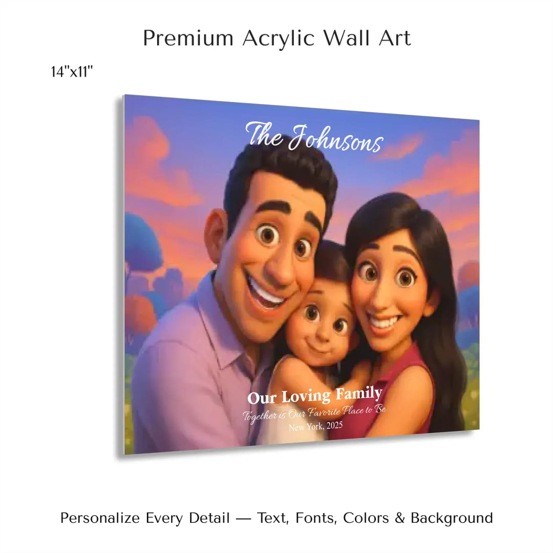 Personalized star map wall art with customizable background, title, names, date, location, and coordinates - 14x11 acrylic print with french cleat-ARTFULANE