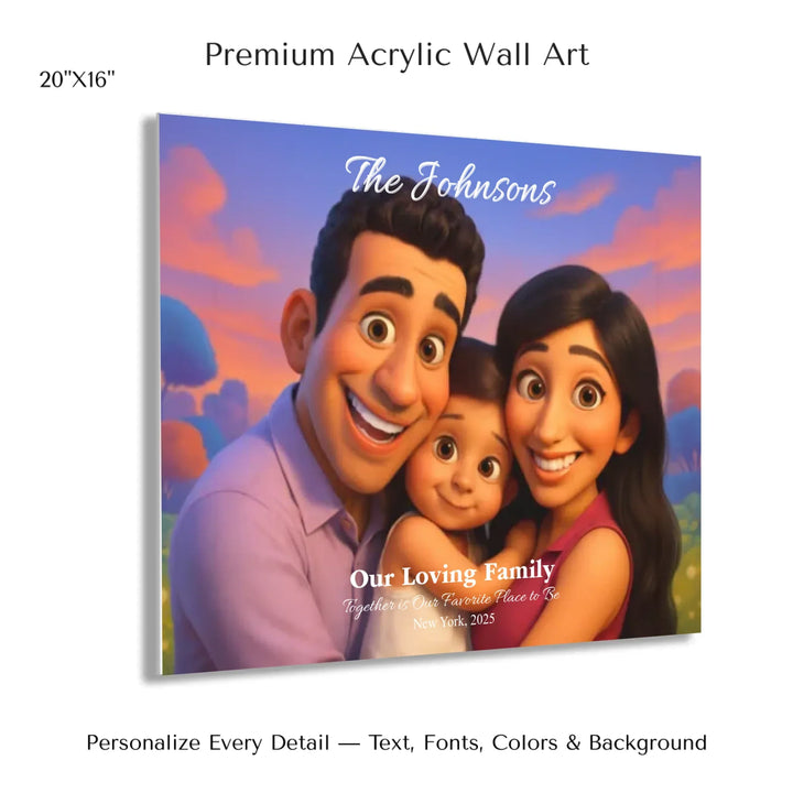 Personalized star map wall art with customizable background, title, names, date, location, and coordinates - 20x16 acrylic print with french cleat-ARTFULANE