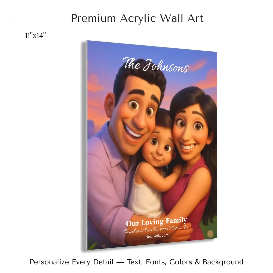 Personalized star map wall art with customizable background, title, names, date, location, and coordinates - 11x14 acrylic print with french cleat-ARTFULANE