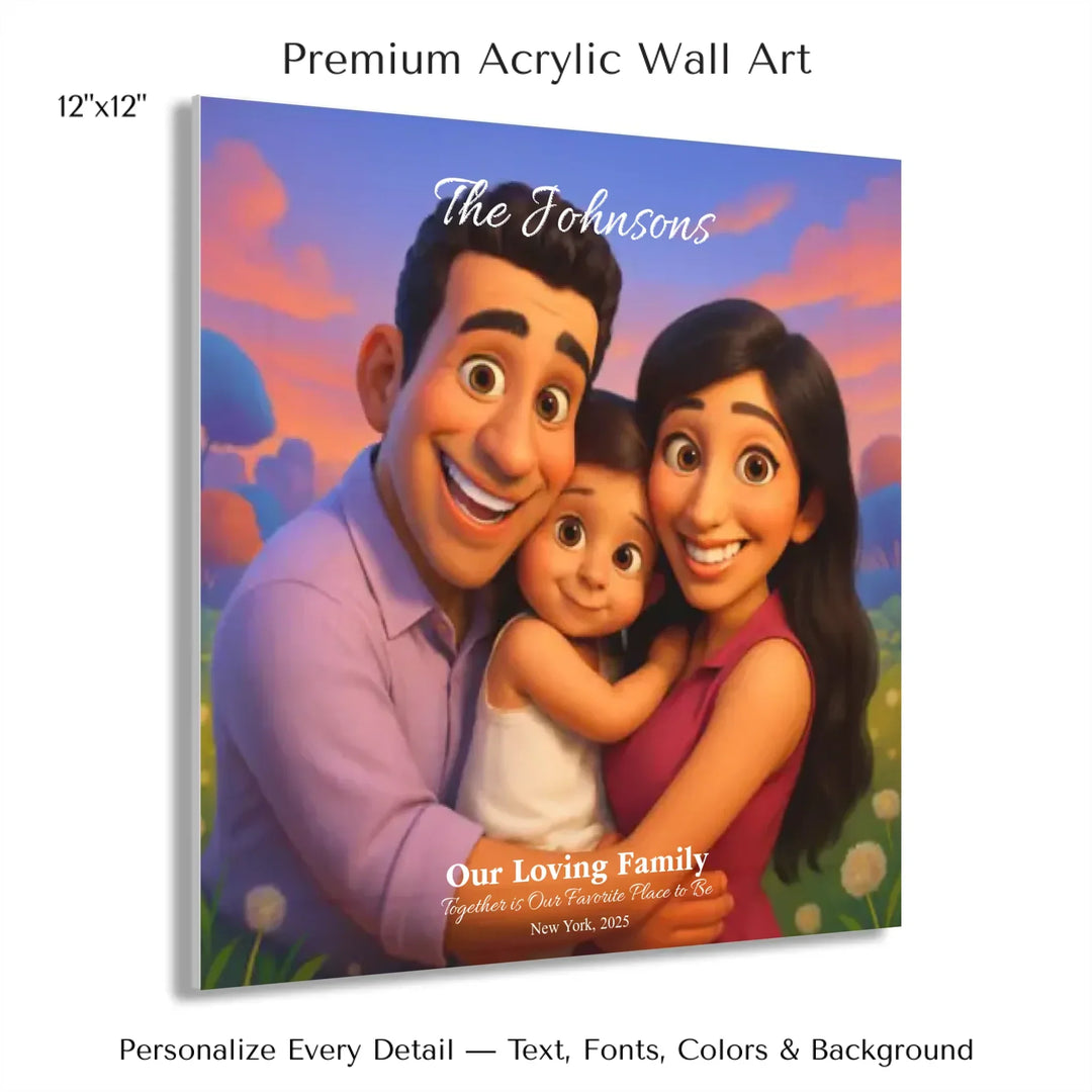 Personalized star map wall art with customizable background, title, names, date, location, and coordinates - 12x12 acrylic print with french cleat-ARTFULANE