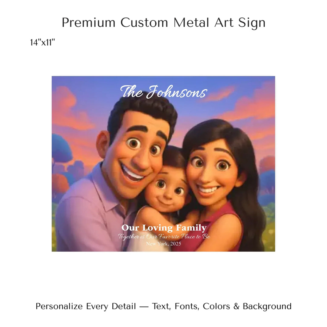 Personalized star map wall art with customizable background, title, names, date, location, and coordinates - 14x11 metal art sign-ARTFULANE