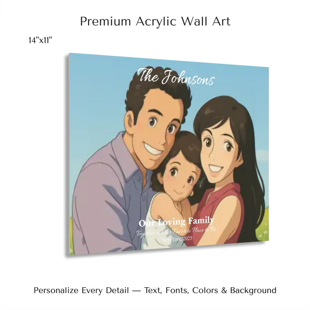 Personalized star map wall art with customizable background, title, names, date, location, and coordinates - 14x11 acrylic print with french cleat-ARTFULANE