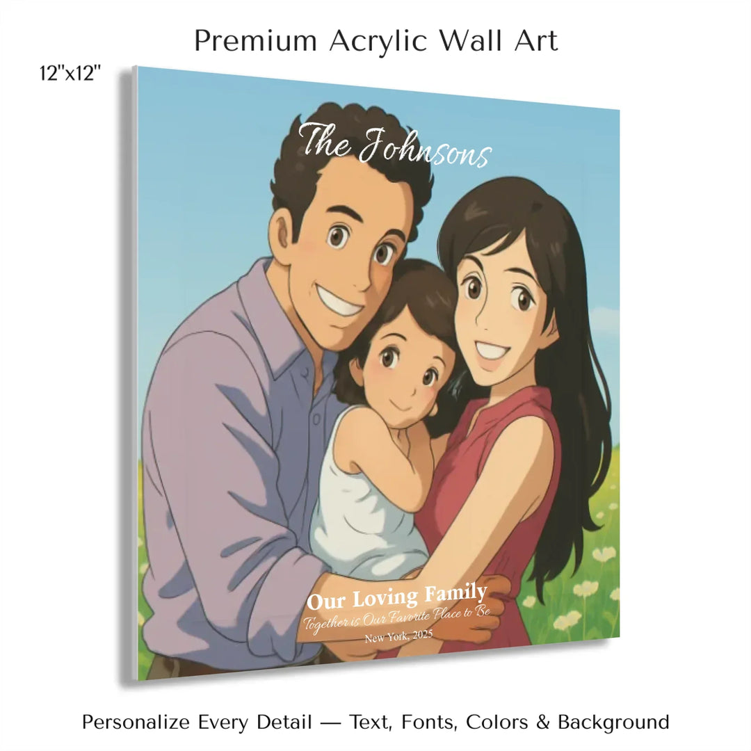 Personalized star map wall art with customizable background, title, names, date, location, and coordinates - 12x12 acrylic print with french cleat-ARTFULANE