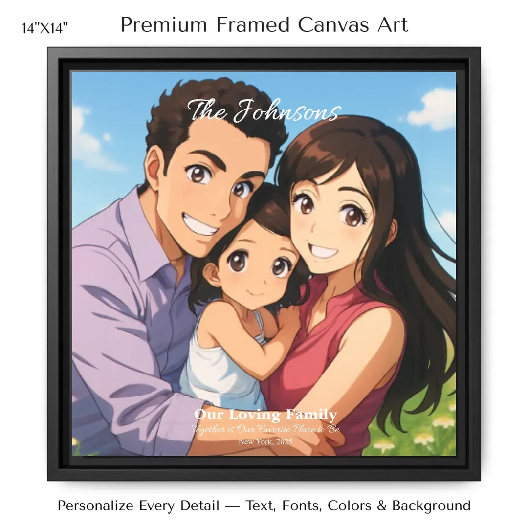 Personalized star map wall art with customizable background, title, names, date, location, and coordinates - 14x14 framed canvas-ARTFULANE