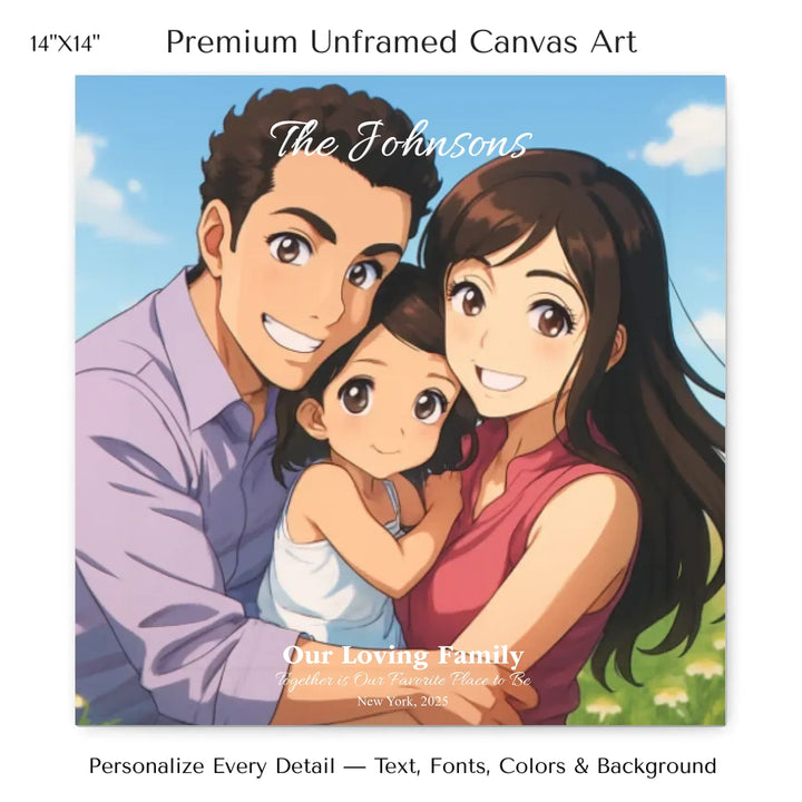 Personalized star map wall art with customizable background, title, names, date, location, and coordinates - 14x14 stretched canvas-ARTFULANE