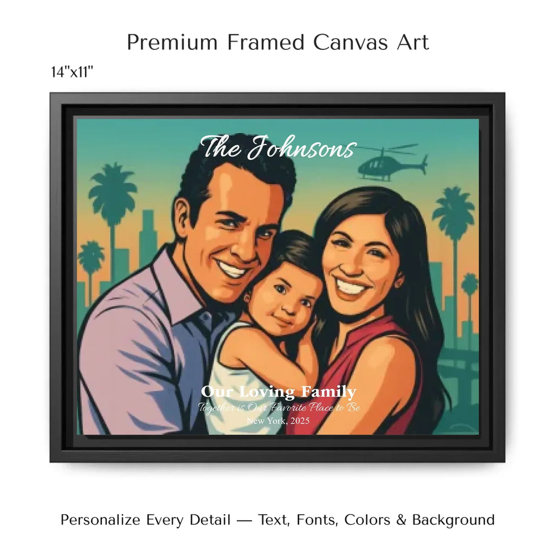 Personalized star map wall art with customizable background, title, names, date, location, and coordinates - 14x11 framed canvas-ARTFULANE